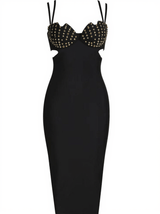 Coretta Pearl Coutout Bandage Dress In Black