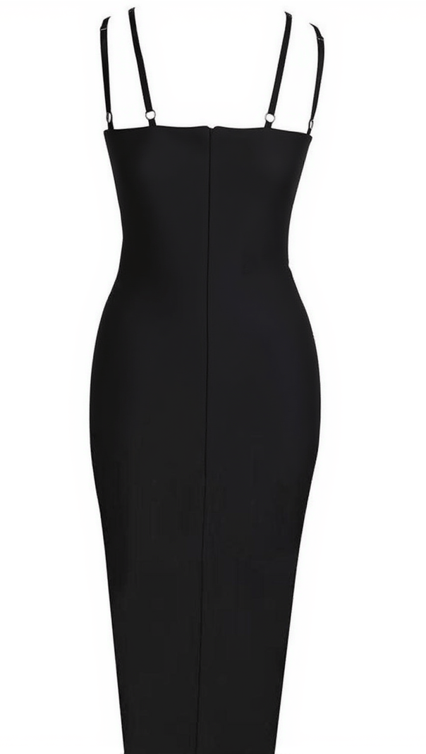 Coretta Pearl Coutout Bandage Dress in Black