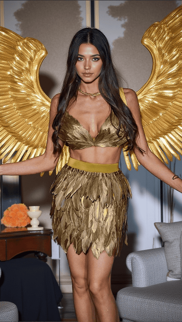 AIIZIE EIR FEATHER TRIMMED SKIRT SET - product image