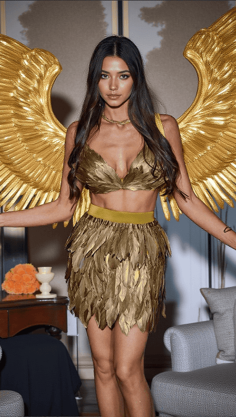 EIR FEATHER TRIMMED SKIRT SET