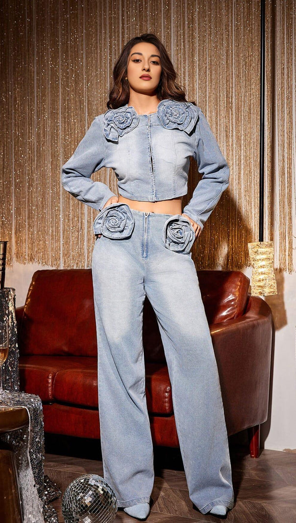AIIZIE FLOWER WIDE DENIM PANTS - product image