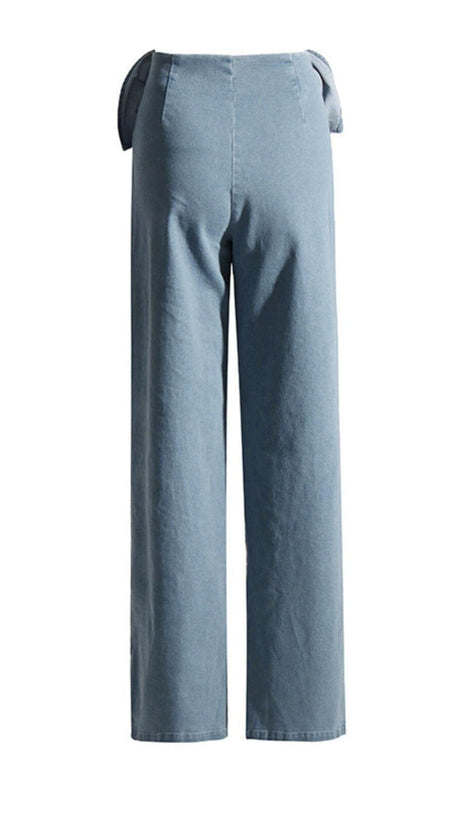 Weite Jeanshose mit Blumenmuster