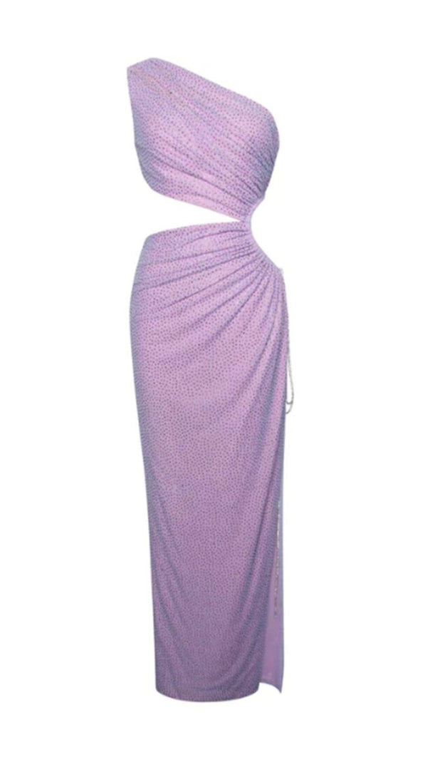 AIIZIE TINSLEY PURPLE HIGH SLIT CUTOUT CRYSTAL EMBELLISHED DRESS - product image