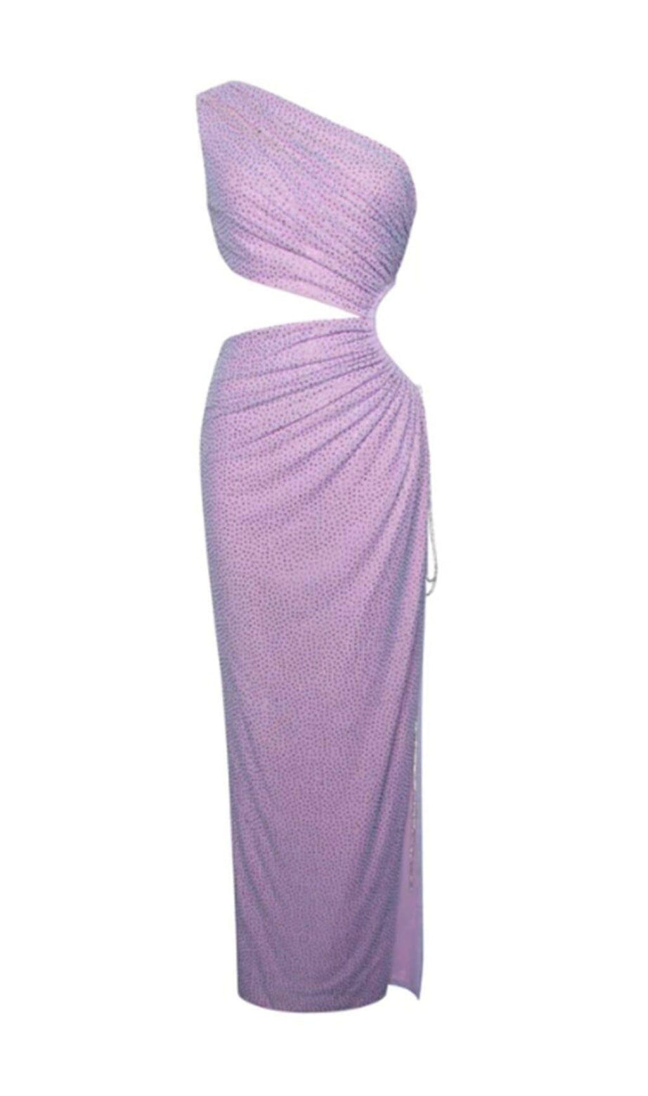 TINSLEY LILA HOCHGESCHLITZTES KLEID MIT AUSSCHNITT UND KRISTALLVERZIERUNG