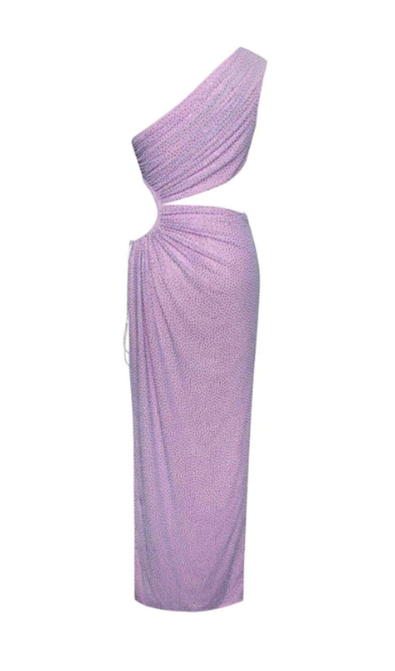 TINSLEY PURPLE HIGH SLIT CUTOUT CRYSTAL EMBELLISHED DRESS