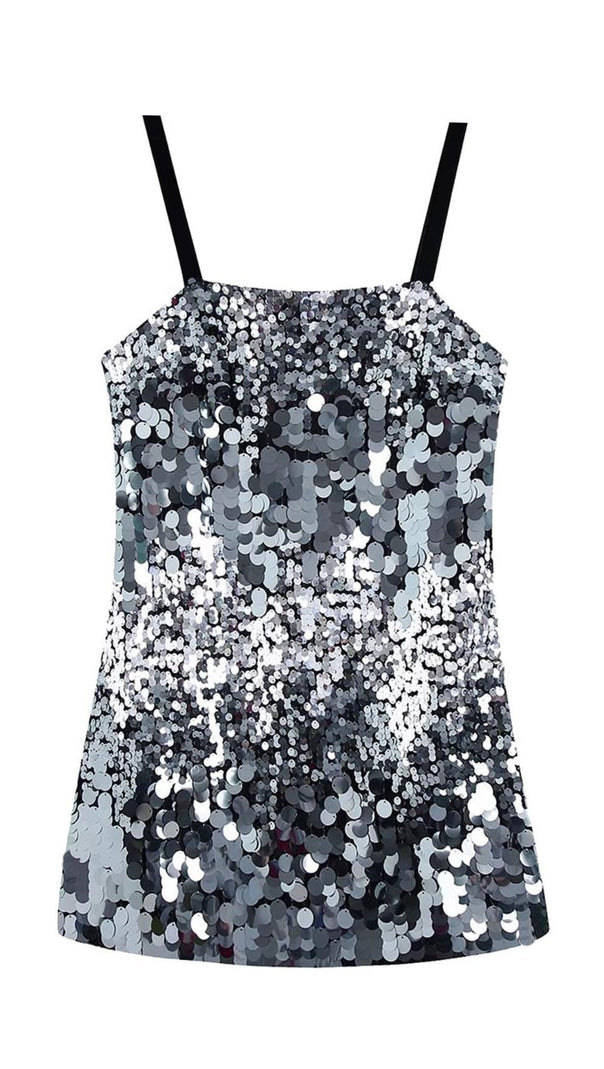 AIIZIE SEQUIN SHINY BANDAGE MINI DRESS - product image