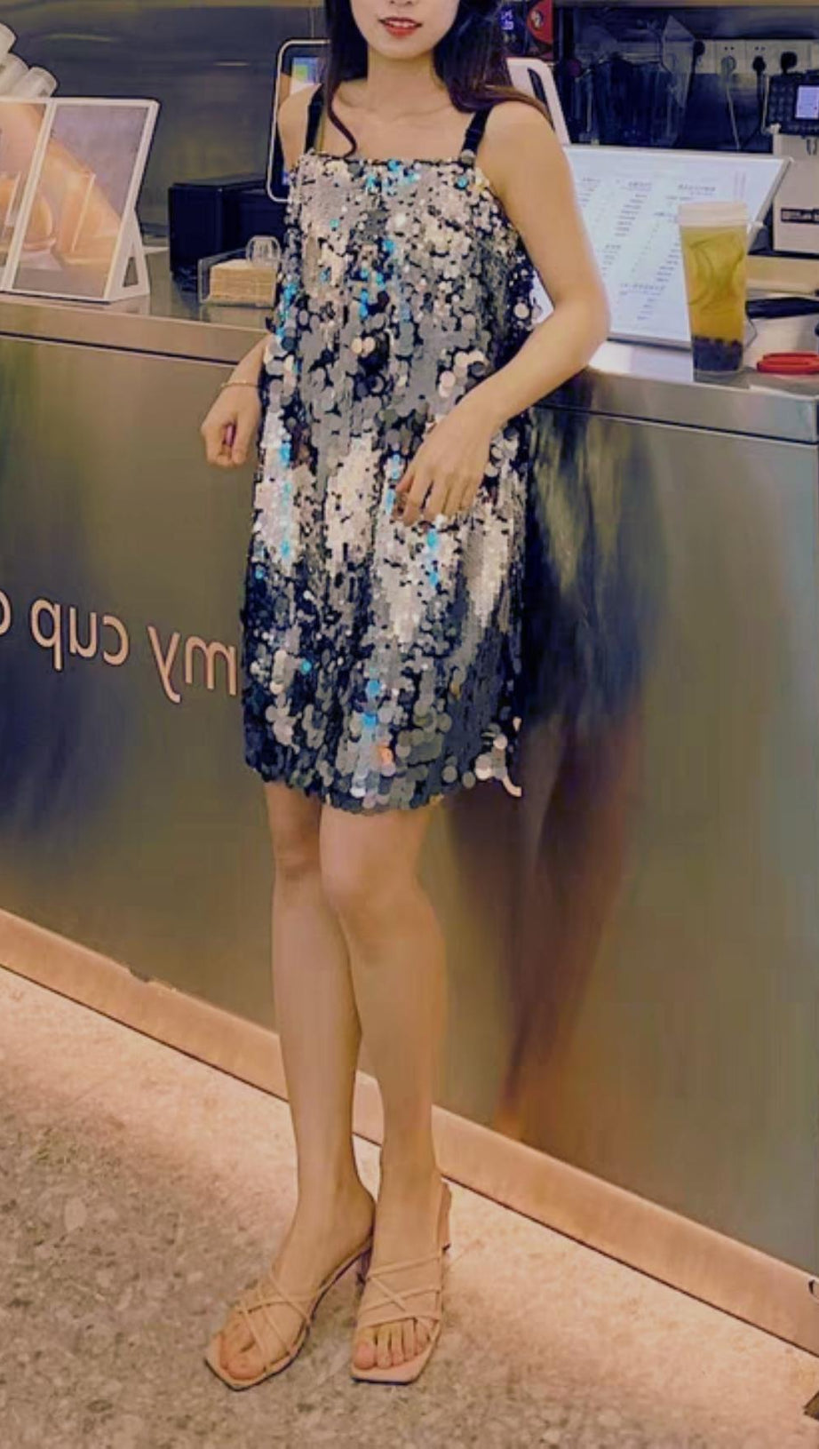 SEQUIN SHINY BANDAGE MINI DRESS