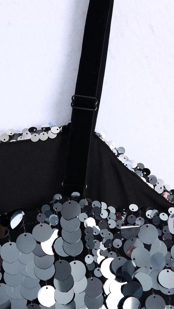 AIIZIE SEQUIN SHINY BANDAGE MINI DRESS - product image