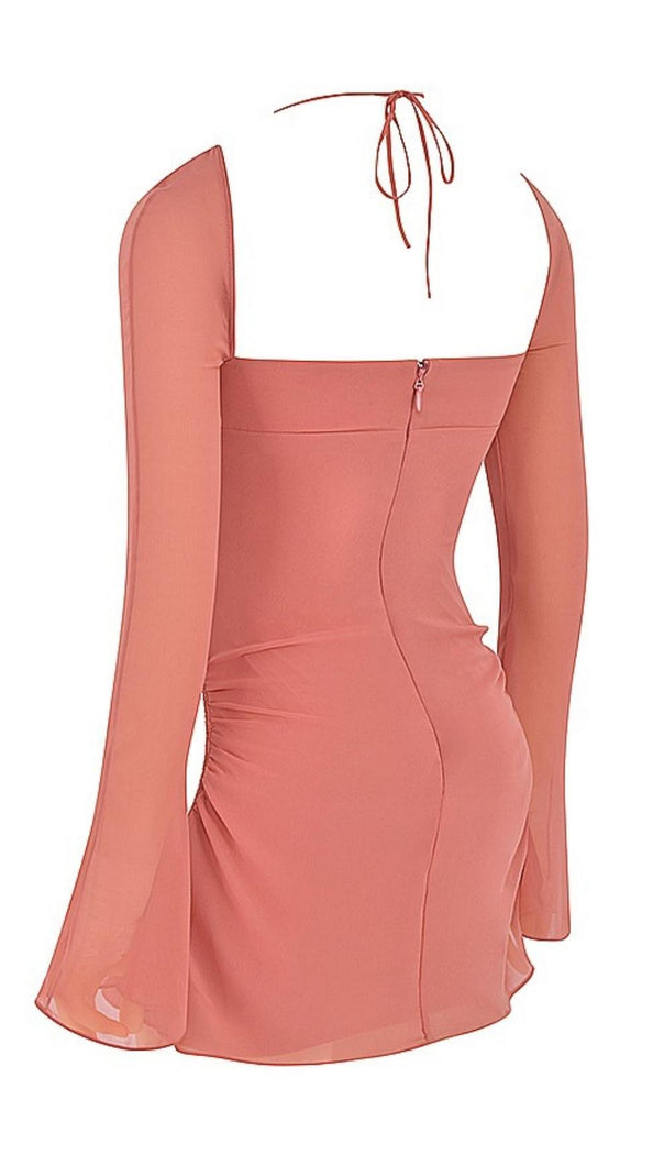 AIIZIE LONG SLEEVE HALTER MINI DRESS - product image