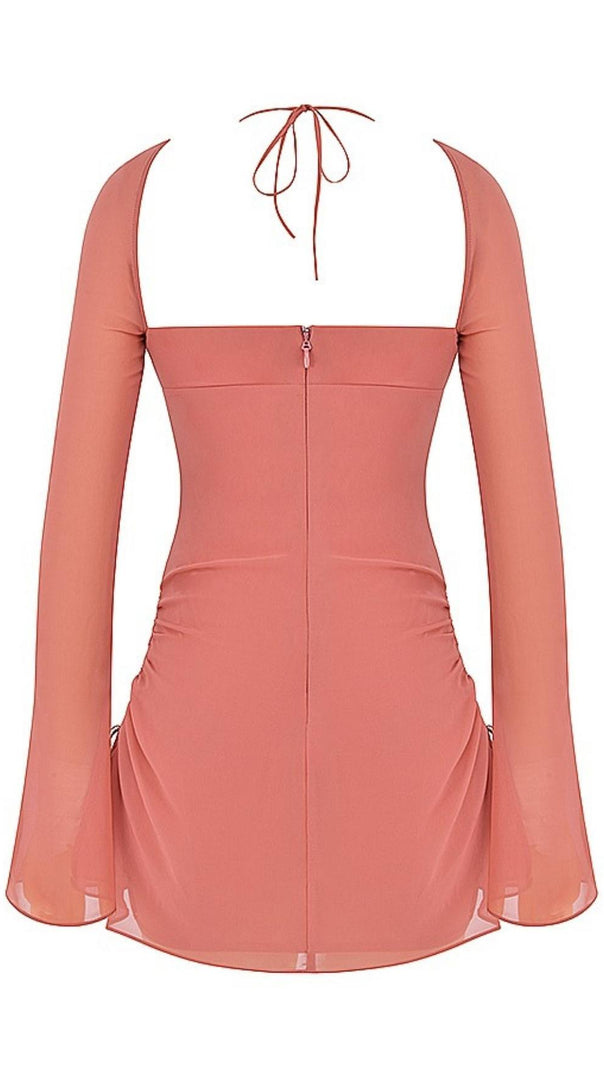 AIIZIE LONG SLEEVE HALTER MINI DRESS - product image