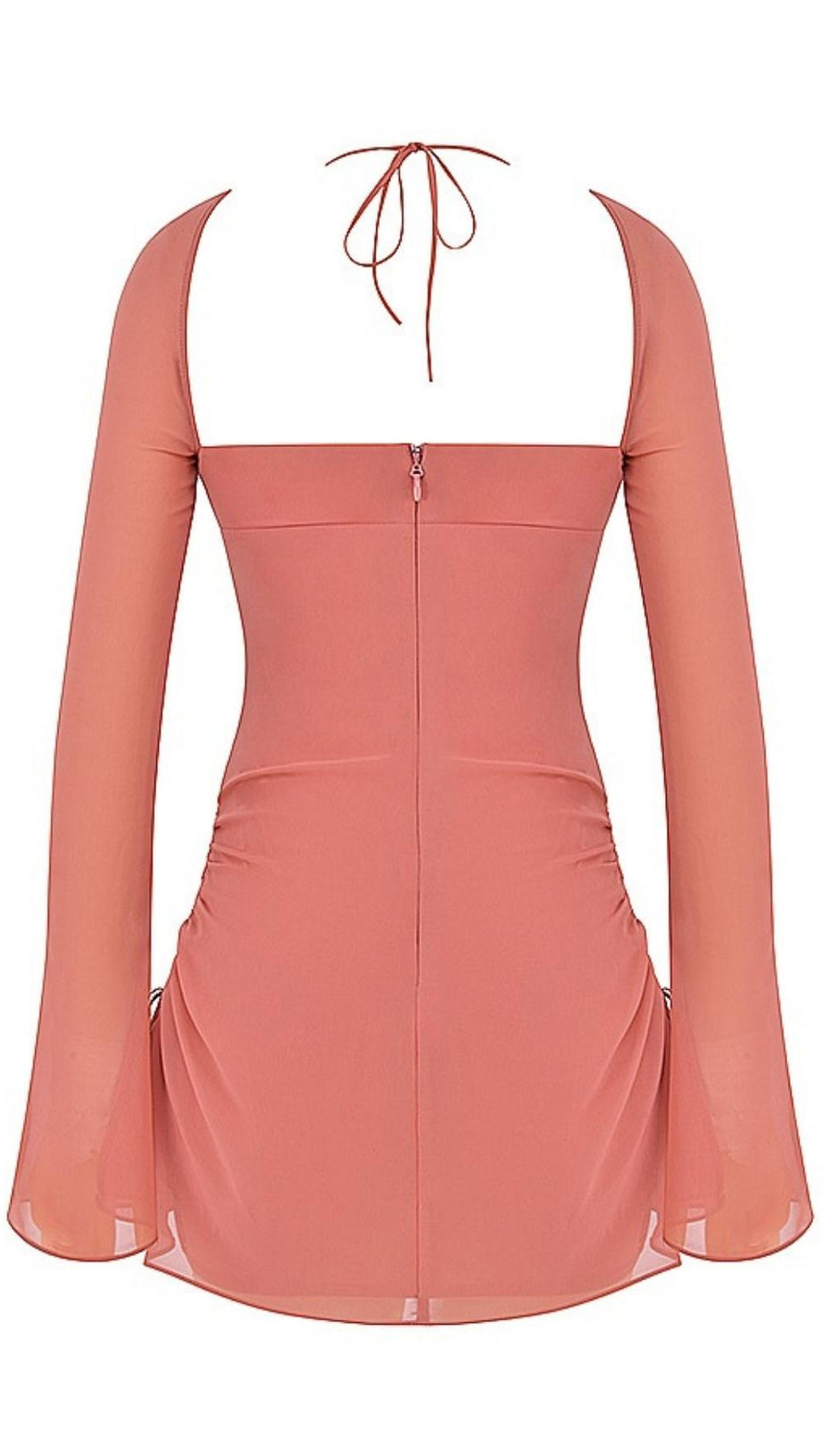 LONG SLEEVE HALTER MINI DRESS