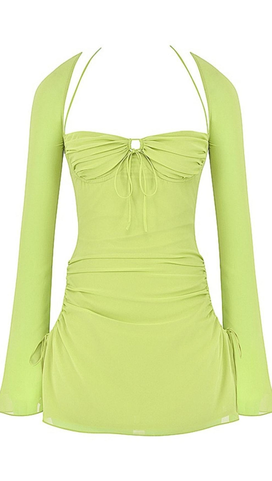 LONG SLEEVE HALTER MINI DRESS