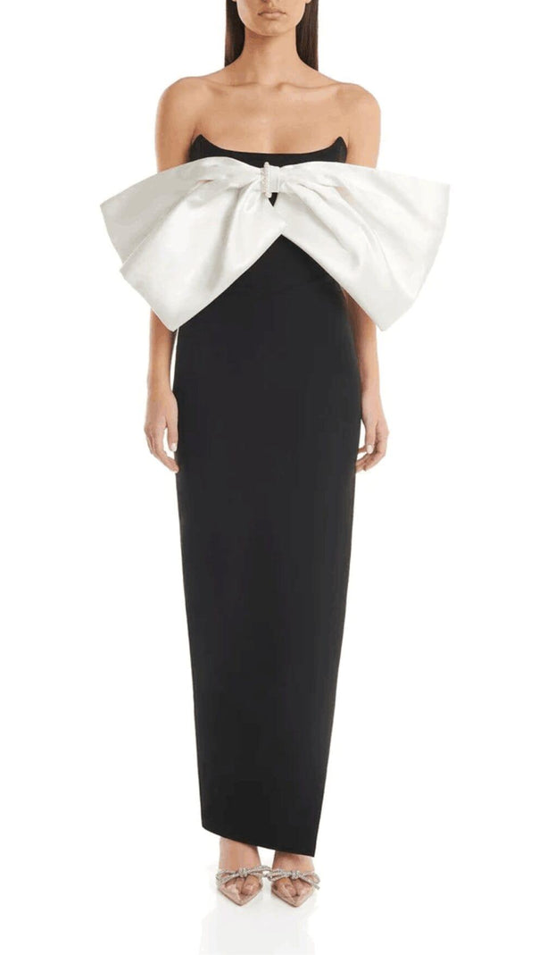 AIIZIE WHITE BOW BLACK DRESS - product image