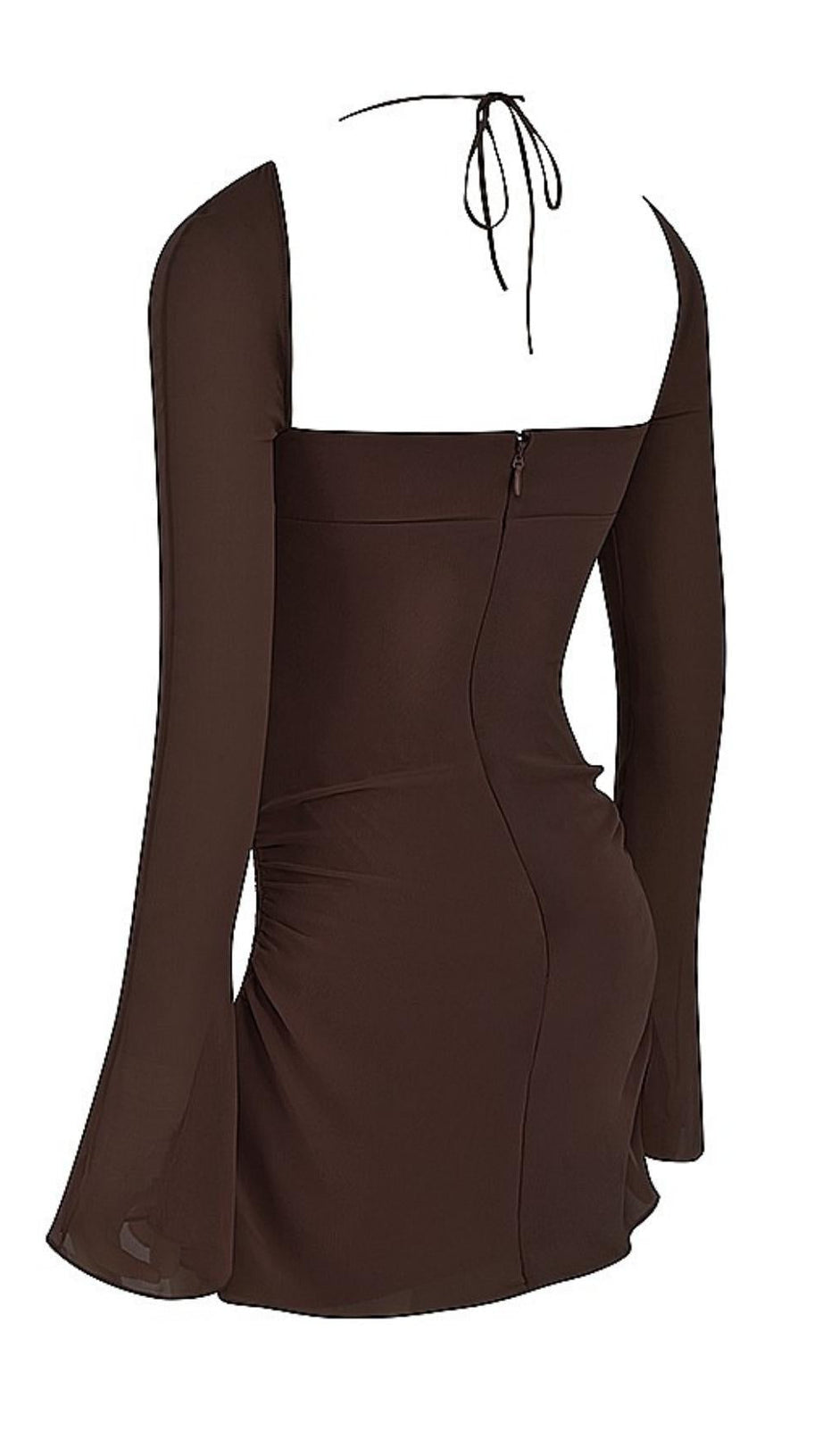 LONG SLEEVE HALTER MINI DRESS