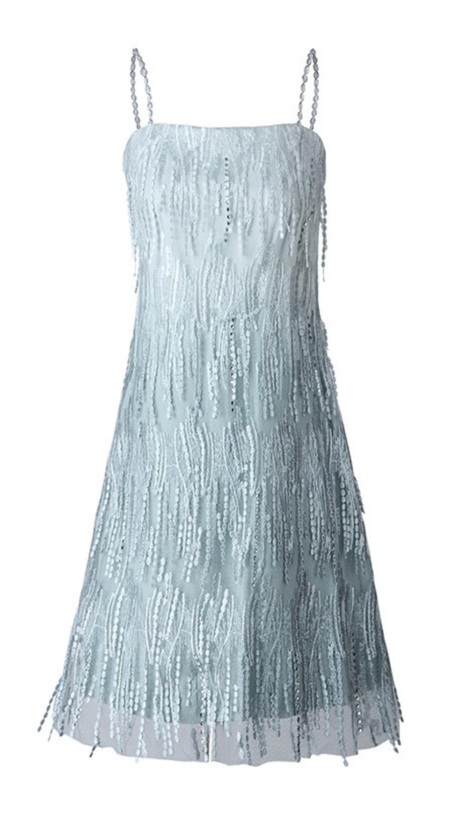 GLÄNZENDES BANDAGE-MINIKLEID MIT FRANSEN