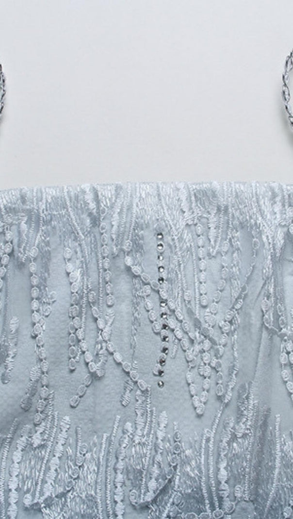 AIIZIE SHINY FRINGED BANDAGE MINI DRESS - product image