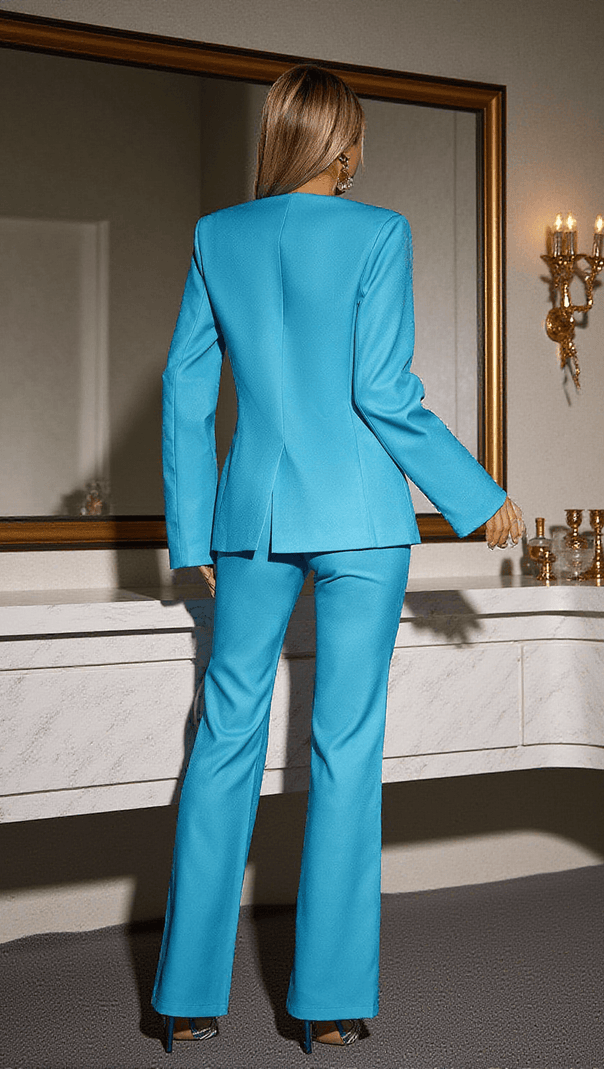 AIIZIE CORY V NECK FLOWER BLAZER SET - product image
