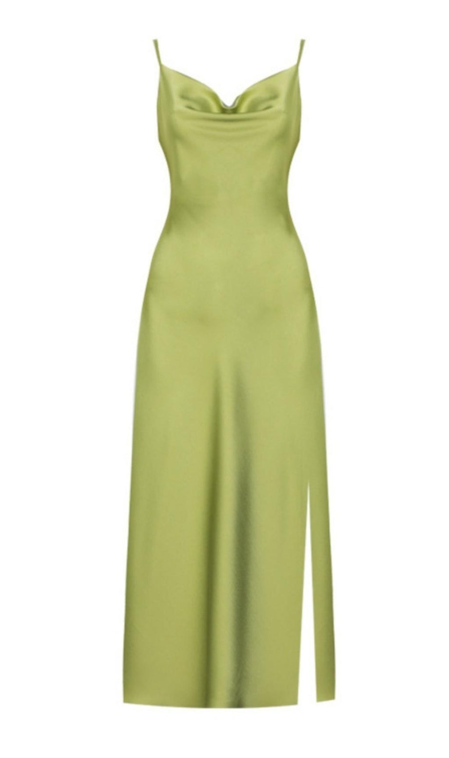 ABITO MIDI CON BENDAGGI E SPALLINE IN AVOCADO