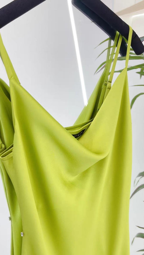 AIIZIE BANDAGE STRAP MIDI DRESS IN AVOCADO - product image