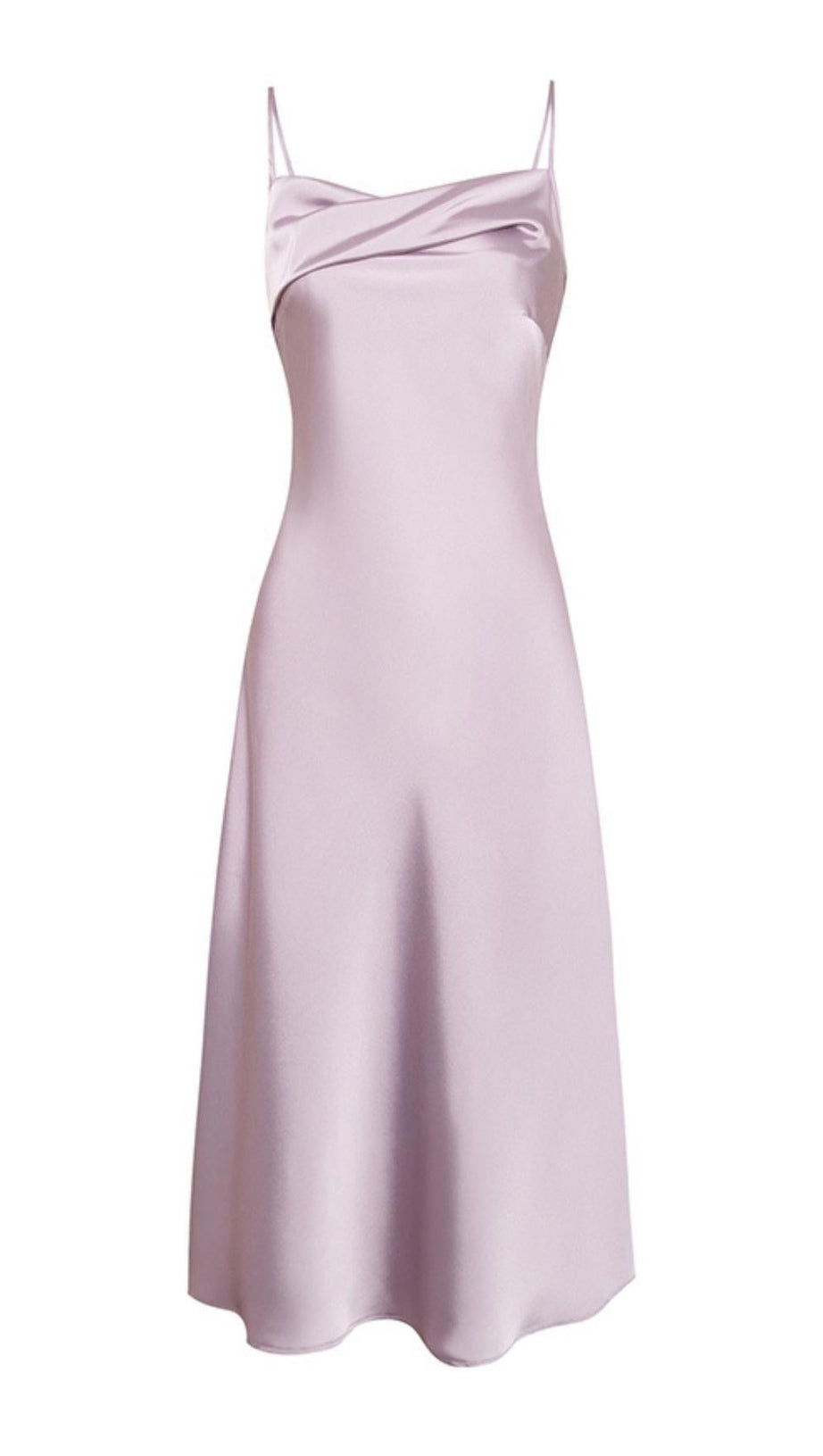 VIOLET SATIN STRAP MIDI DRESS