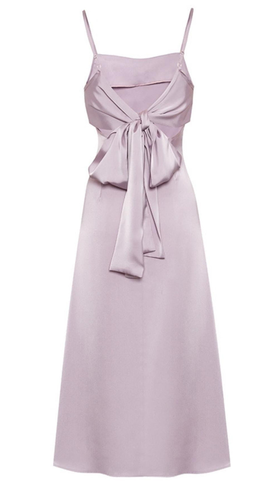 VIOLET SATIN STRAP MIDI DRESS