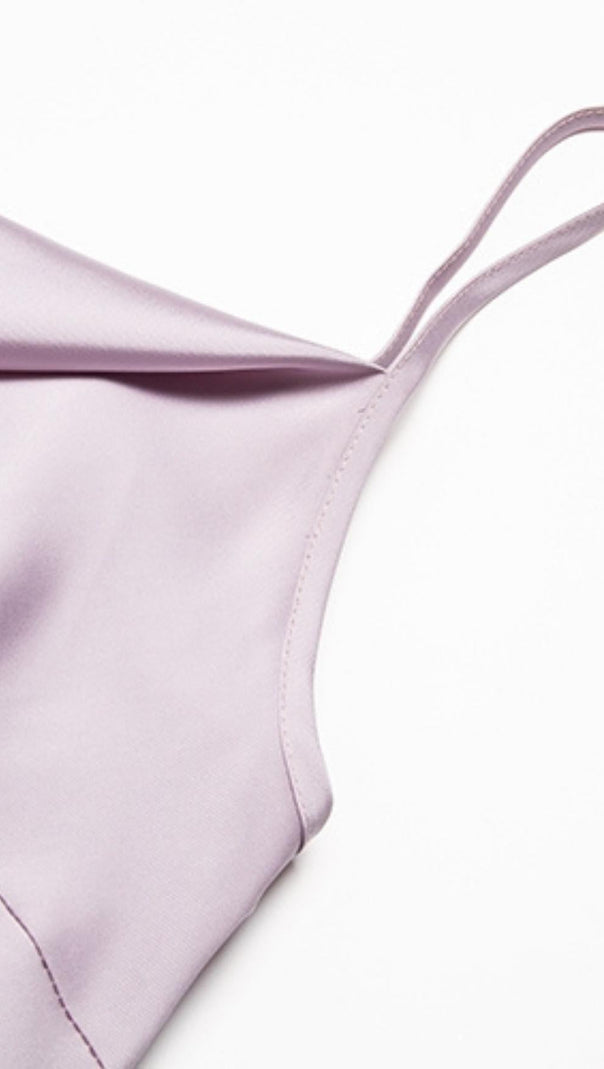 AIIZIE VIOLET SATIN STRAP MIDI DRESS - product image