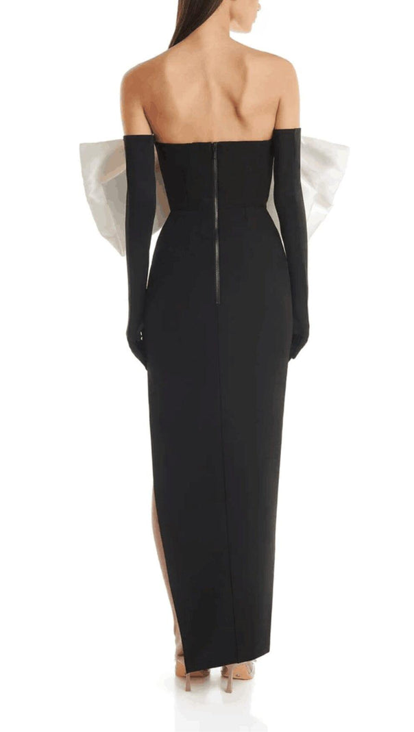 AIIZIE WHITE BOW BLACK DRESS - product image