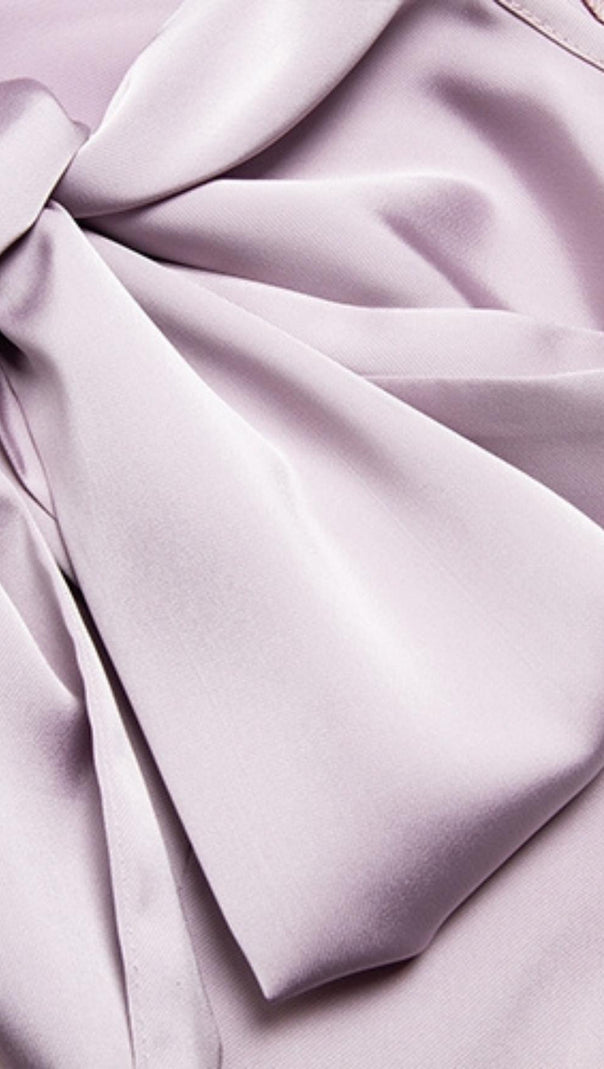 ABITO MIDI CON SPALLINE IN RASO VIOLA