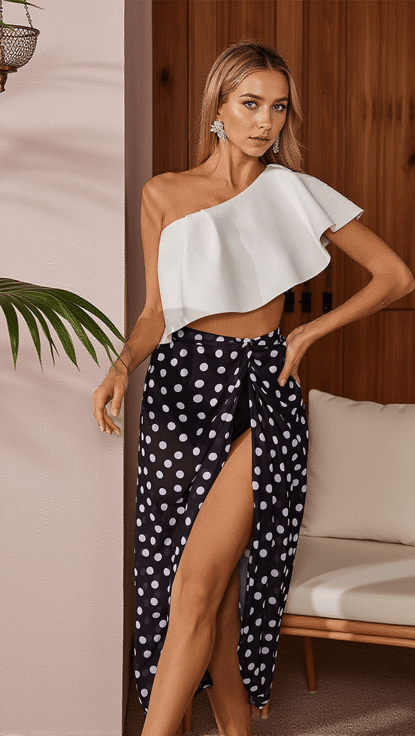 AIIZIE CITRINE RUFFLE PRINTED BIKINI THREE PIECE SET - product image