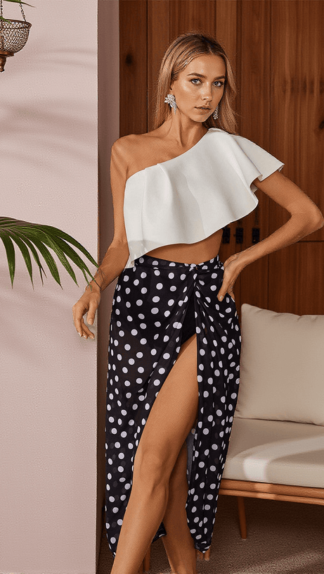 CITRINE RUFFLE PRINTED BIKINI THREE PIECE SET