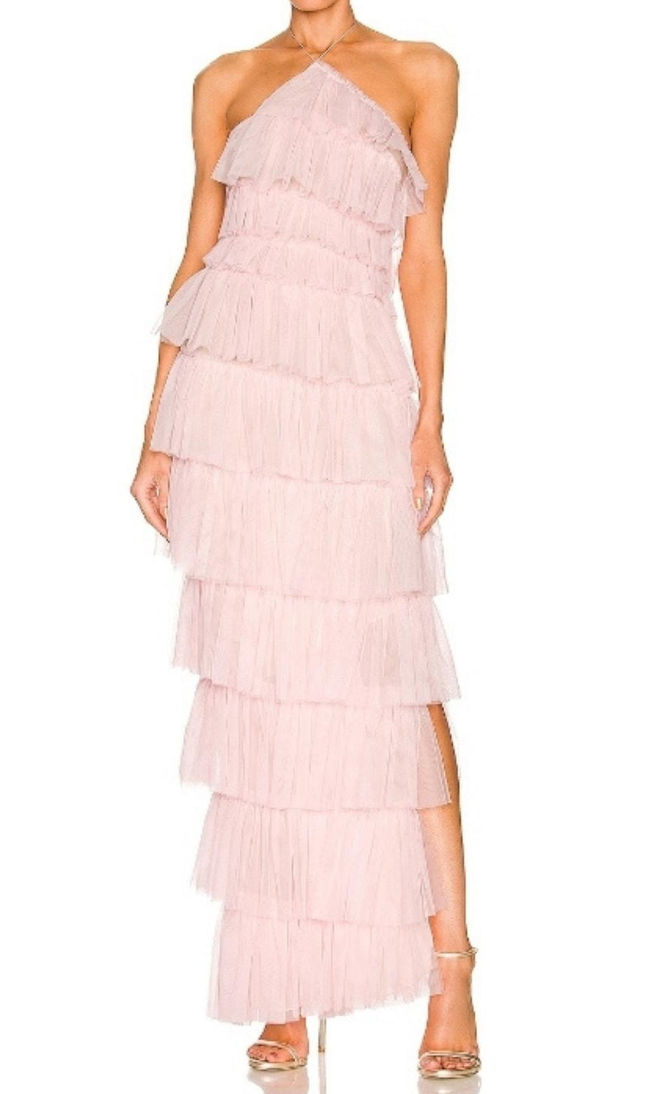 RÜCKENFREIES MAXIKLEID MIT FRANSEN