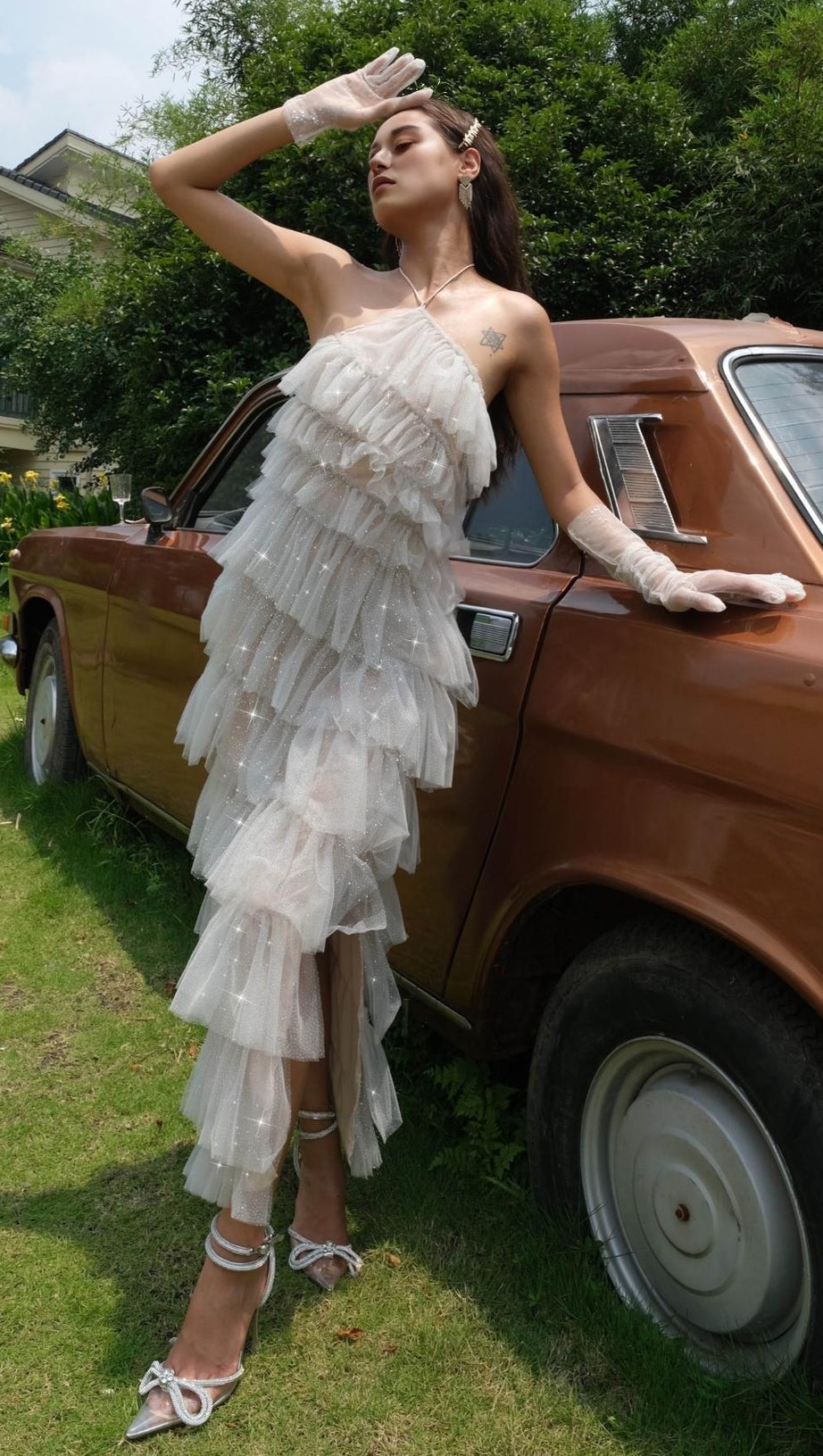 FRINGED  BACKLESS MAXI DRESS