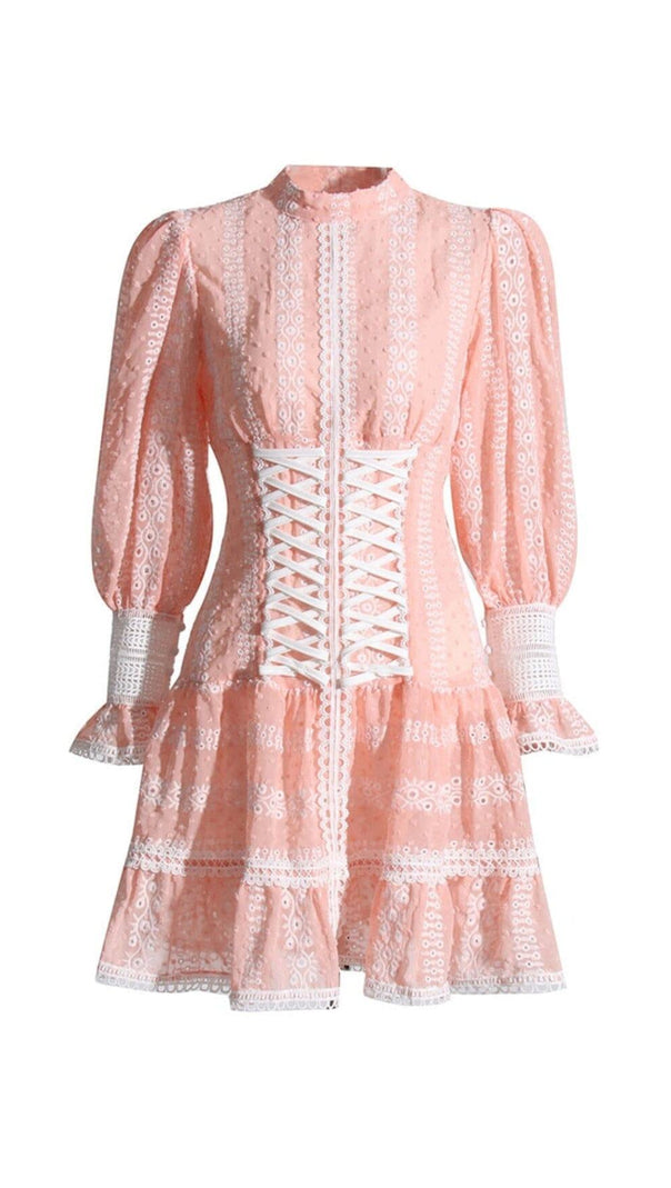 AIIZIE FLOUNCY RUFFLES SHORT CORSET DRESS IN PINK - product image