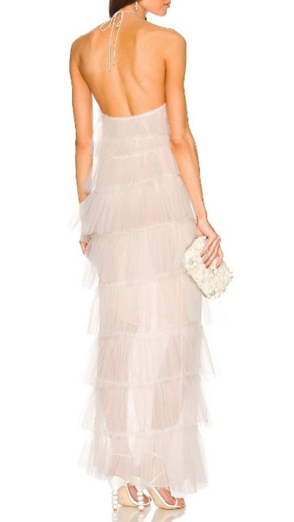 Fringed  Backless Maxi Dress