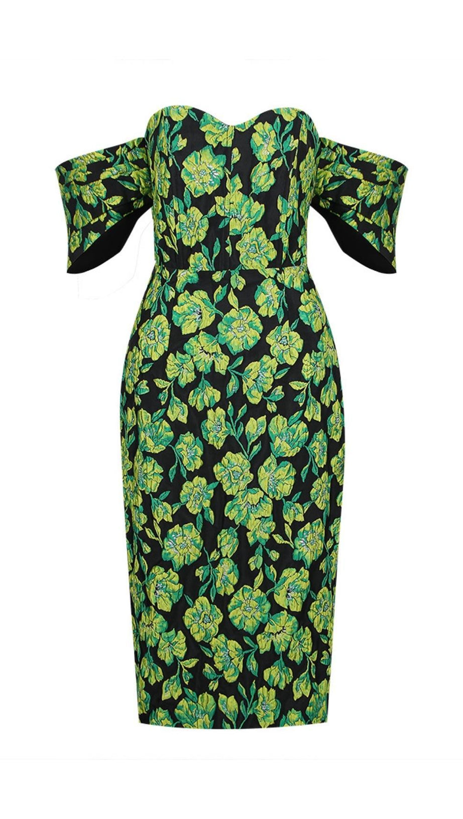 ABITO MIDI JACQUARD SENZA SPALLINE VERDE