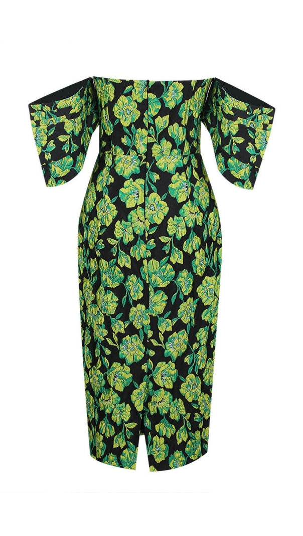 AIIZIE JACQUARD STRAPLESS MIDI DRESS IN GREEN - product image