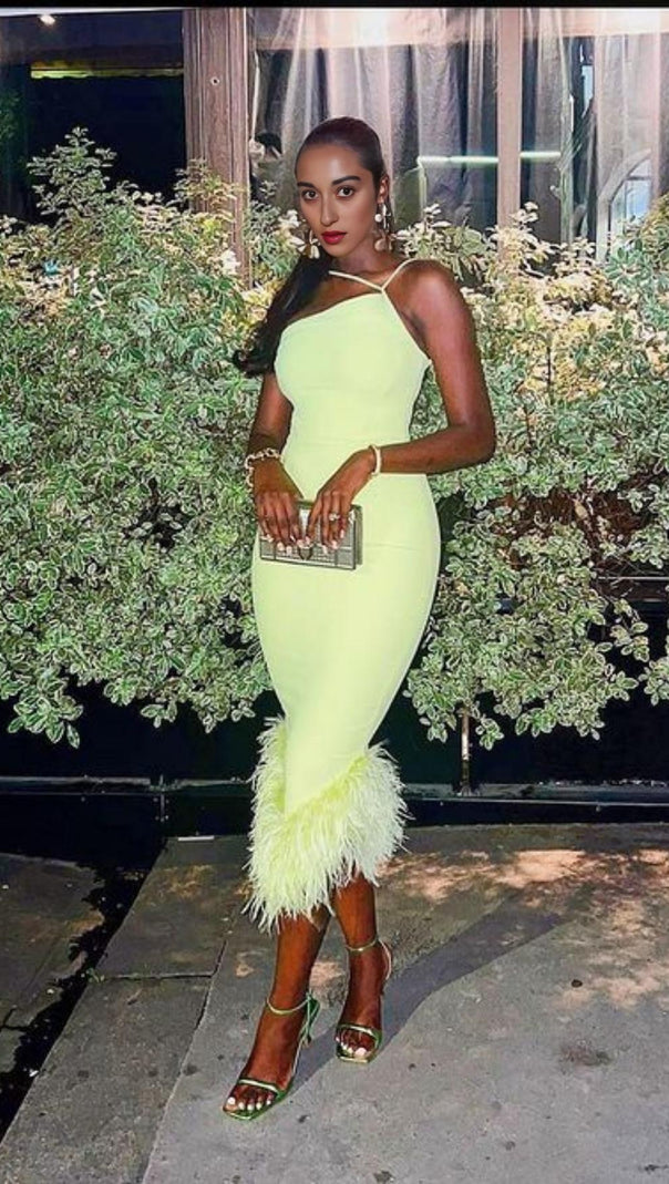 AIIZIE BANDAGE BACKLESS MAXI DRESS IN YELLOW - product image