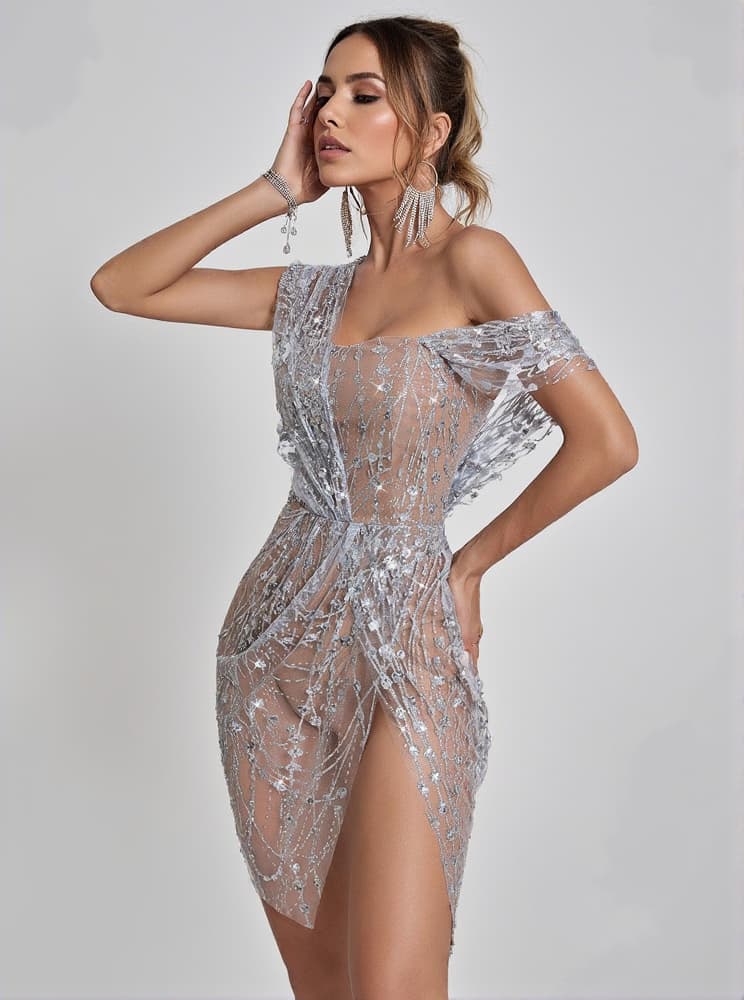 Bailee Split Sequin Mini Dress