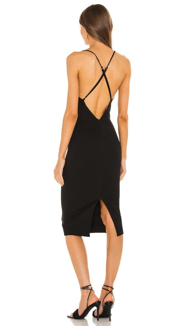 AIIZIE BANDAGE CUT OUT MIDI DRESS IN BLACK - product image