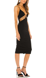 BANDAGE CUT OUT MIDI DRESS IN BLACK