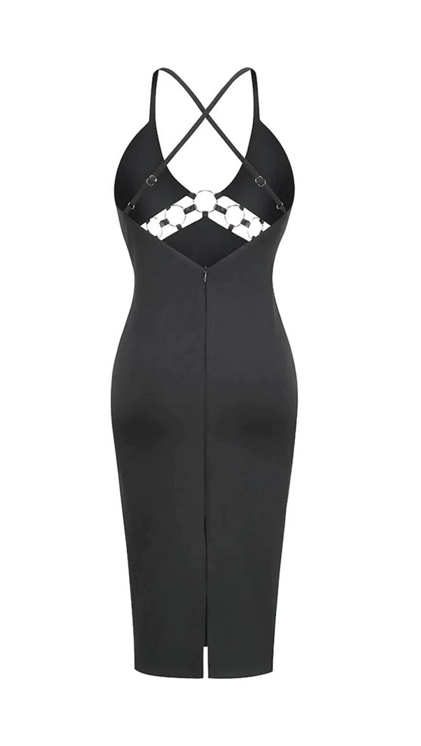 AIIZIE BANDAGE CUT OUT MIDI DRESS IN BLACK - product image