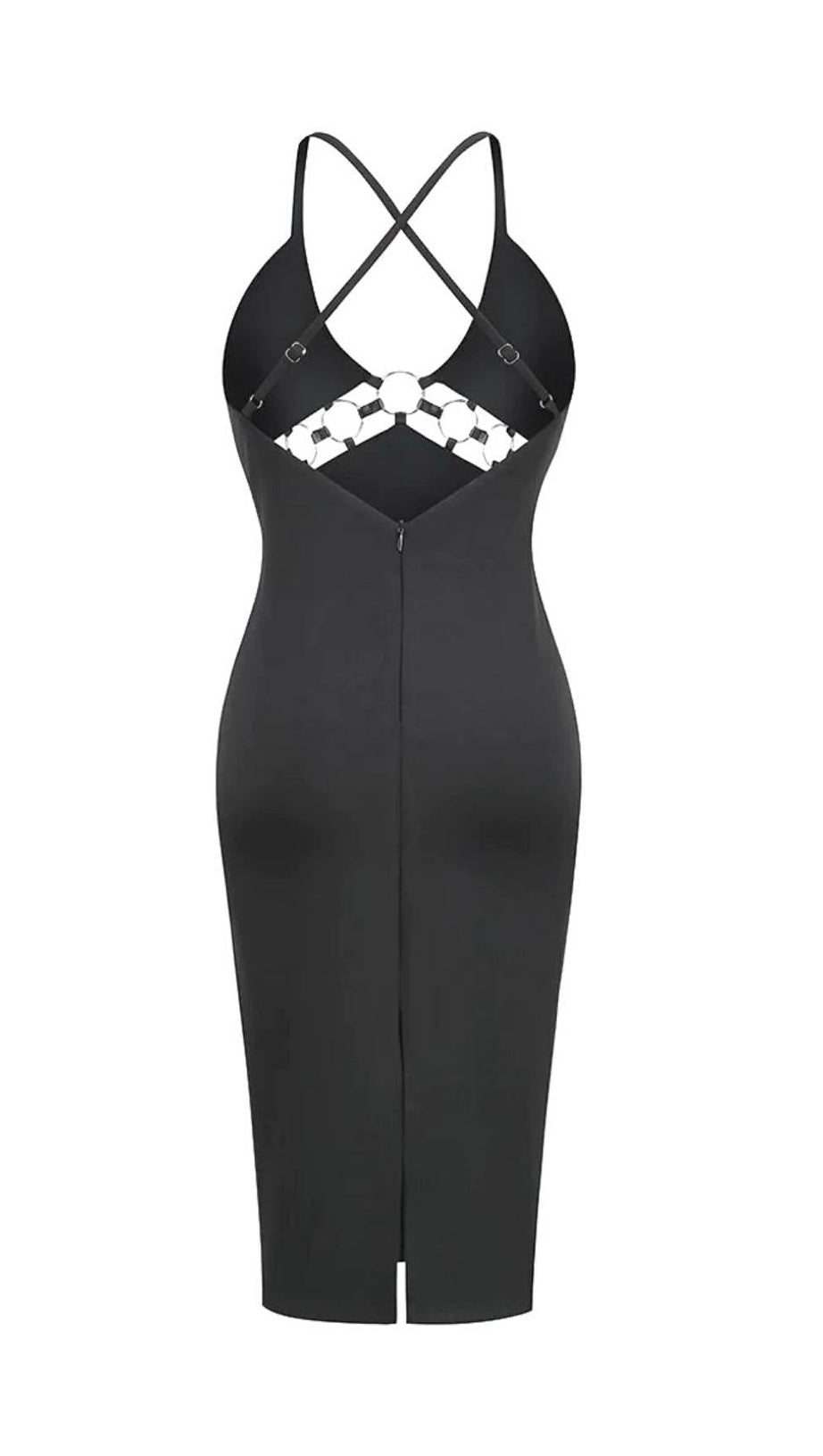 BANDAGE CUT OUT MIDI DRESS IN BLACK