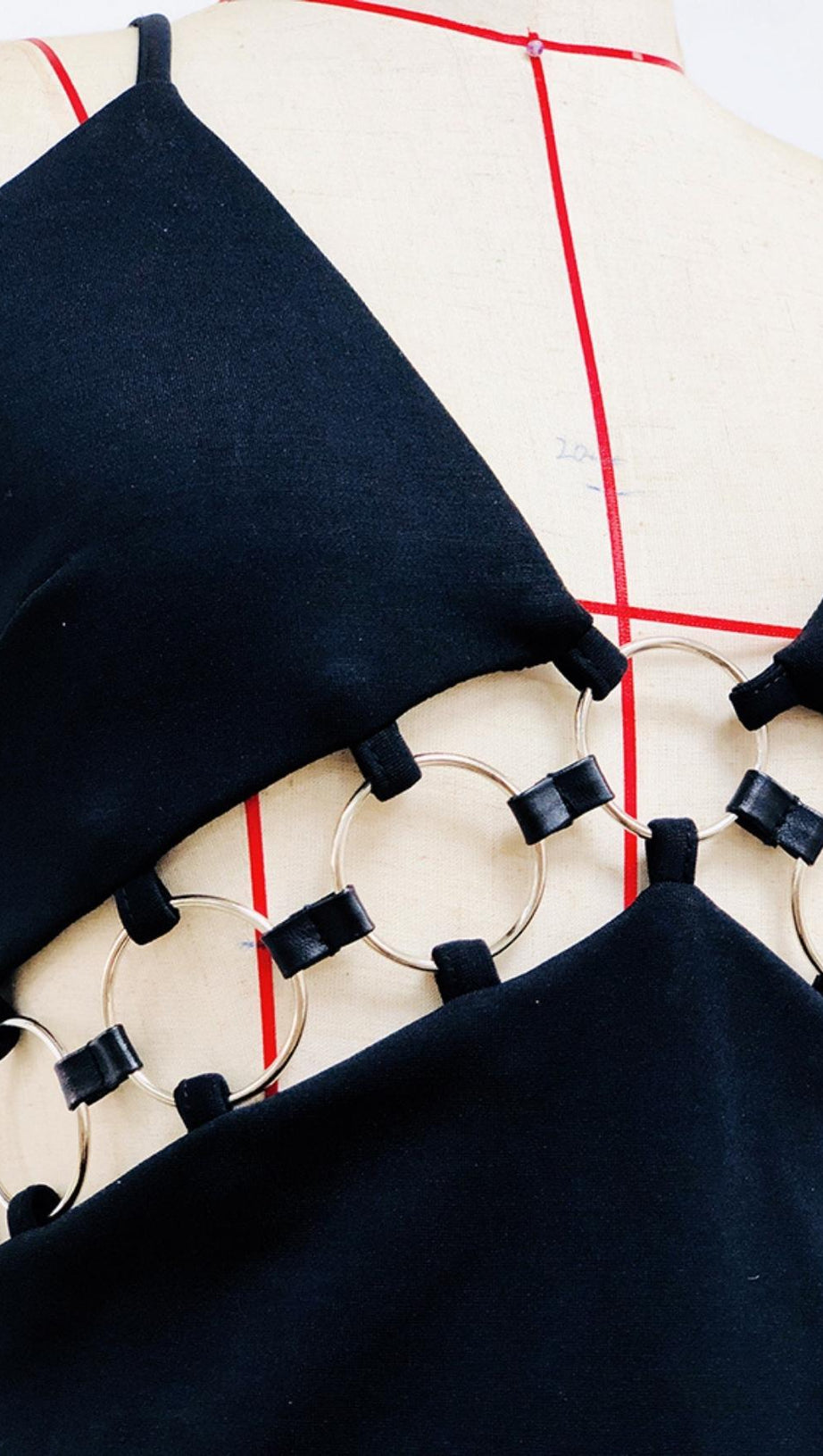 BANDAGE CUT OUT MIDI DRESS IN BLACK