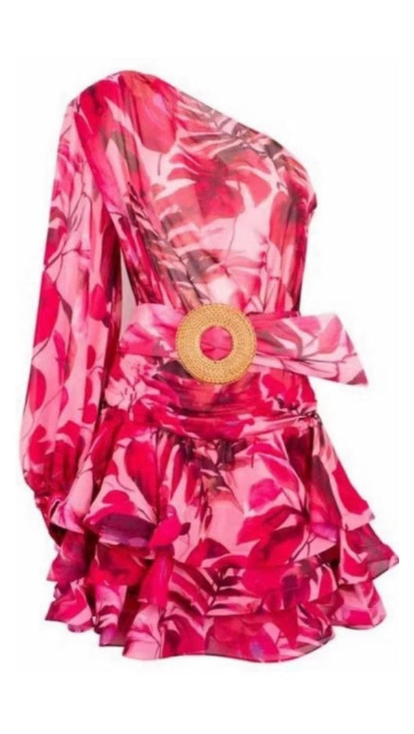 AIIZIE LONG SLEEVE ONE SHOULDER MINI DRESS - product image