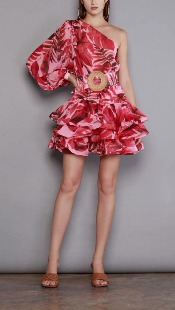 AIIZIE LONG SLEEVE ONE SHOULDER MINI DRESS - product image