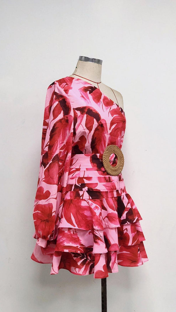 AIIZIE LONG SLEEVE ONE SHOULDER MINI DRESS - product image
