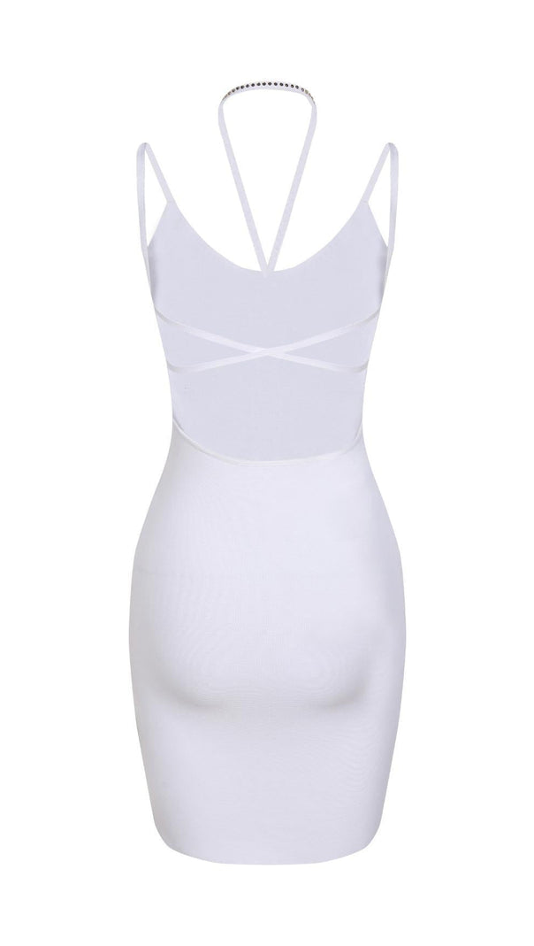 AIIZIE DIAMOND BANDAGE MINI DRESS IN WHITE - product image