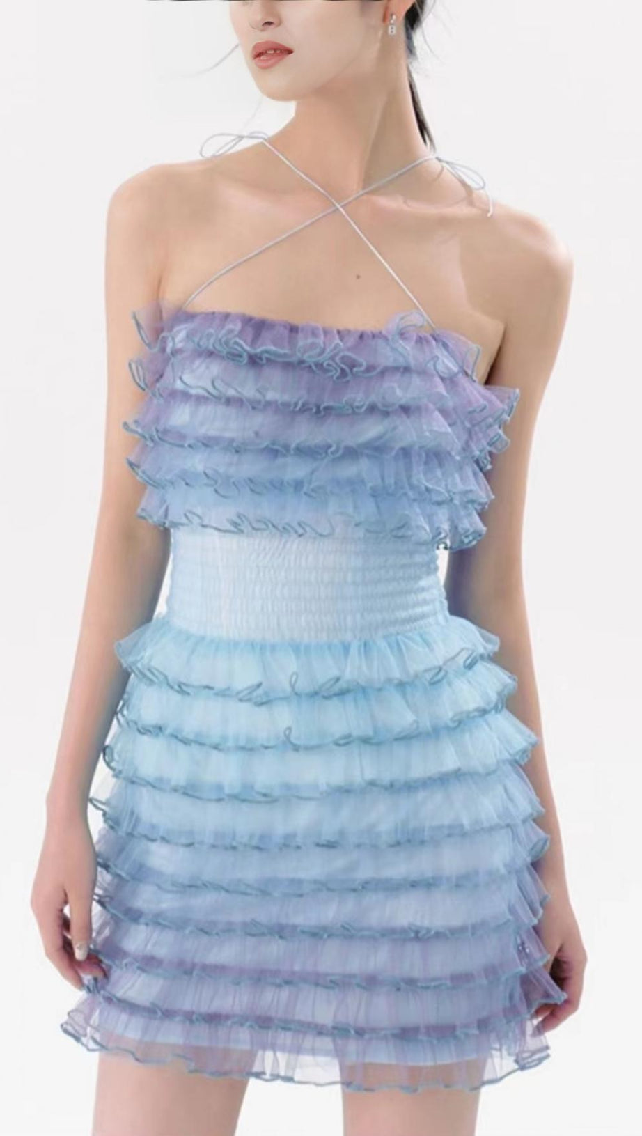 STRAPLESS LACE LAYERED MINI DRESS