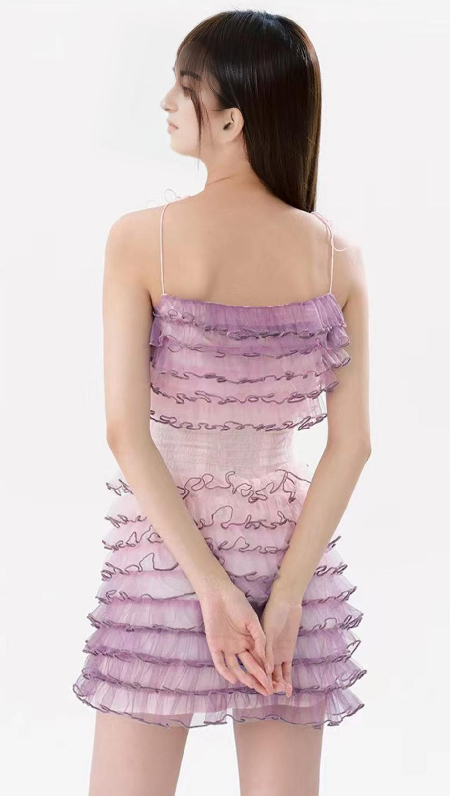 STRAPLESS LACE LAYERED MINI DRESS