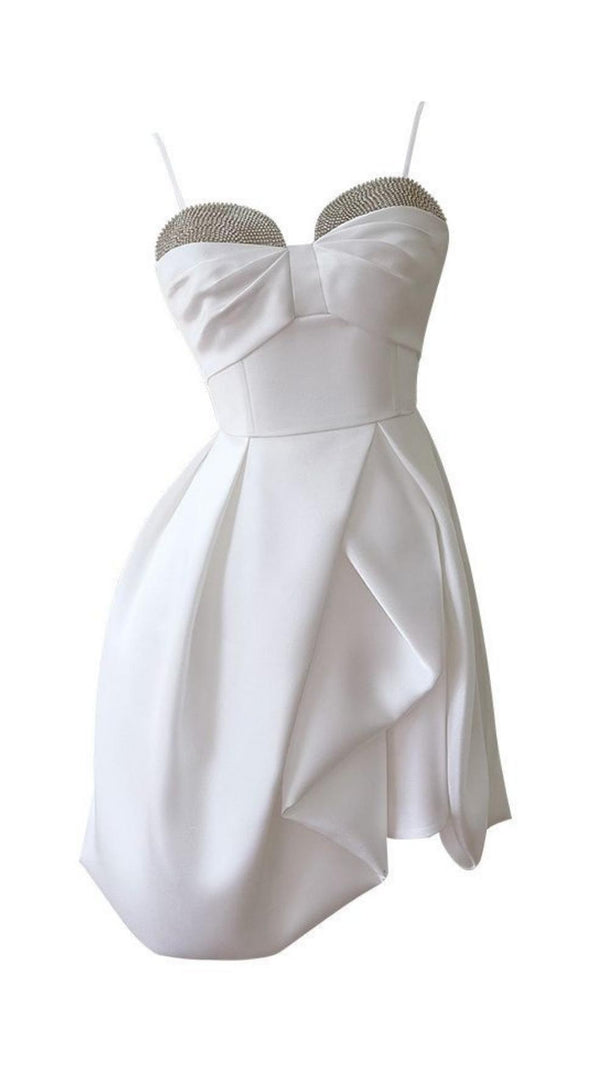 AIIZIE ELEGANT SUSPENDER MINI DRESS IN WHITE - product image